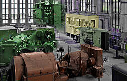 Generator- und Maschinenraum einer stillgelegten Fabrik